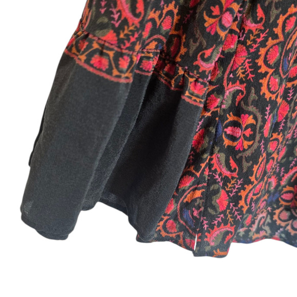 Kobi Halperin Silk Blouse Size Small Boho Print Black Red Top Abstract - Picture 3 of 9